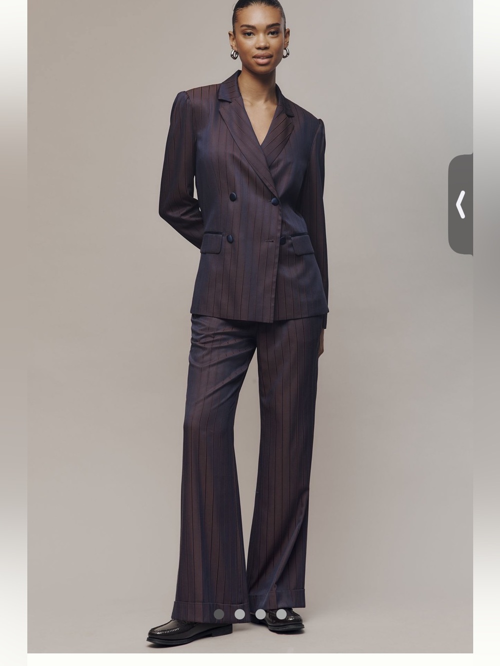Anthropologie Pinstripe Double-Breasted Blazer and flare pants suit highly rated
